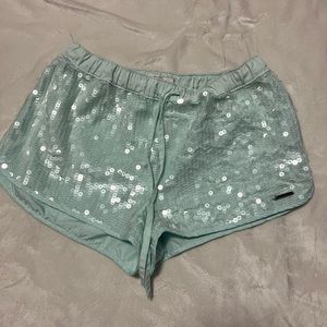 Abercrombie light blue sequin shorts